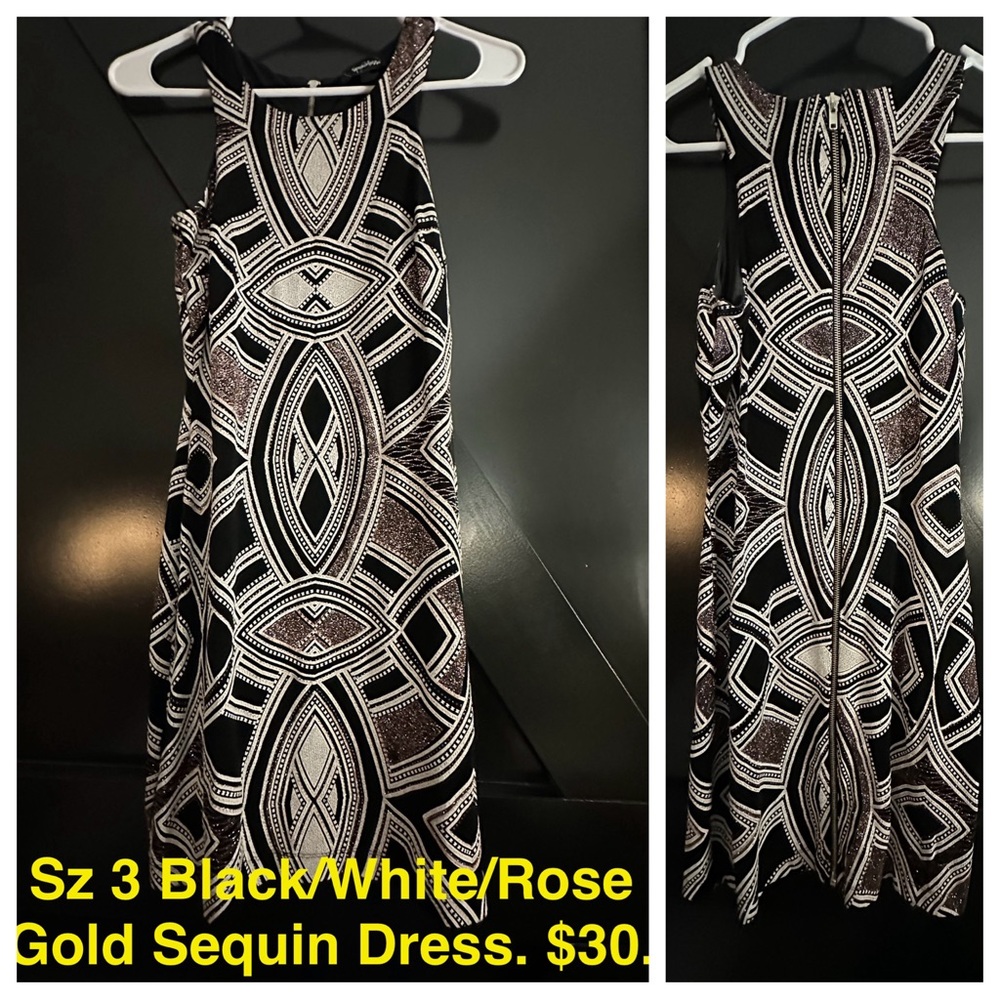 Beautiful black, white, rose gold sequin dress